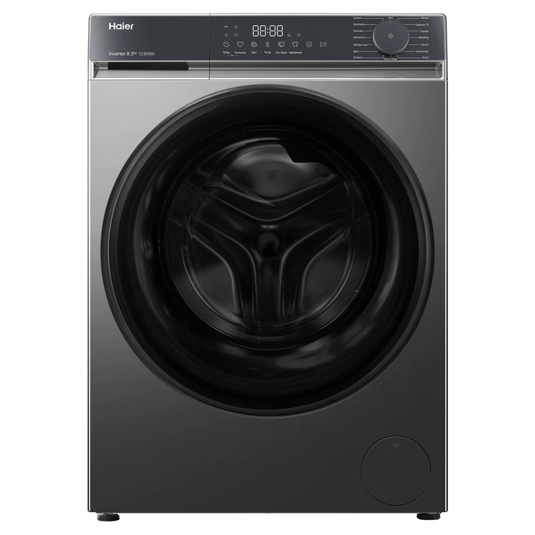 Haier 8.5kg 300 Series Black Front Load Washing Machine HWF85KB1, Front View