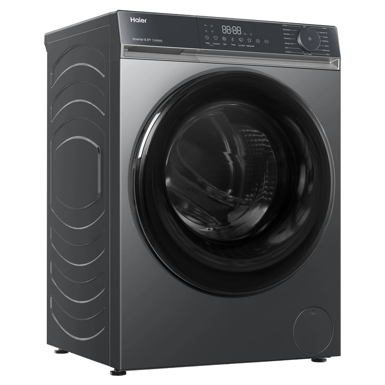 Haier 8.5kg 300 Series Black Front Load Washing Machine HWF85KB1, Left Side View