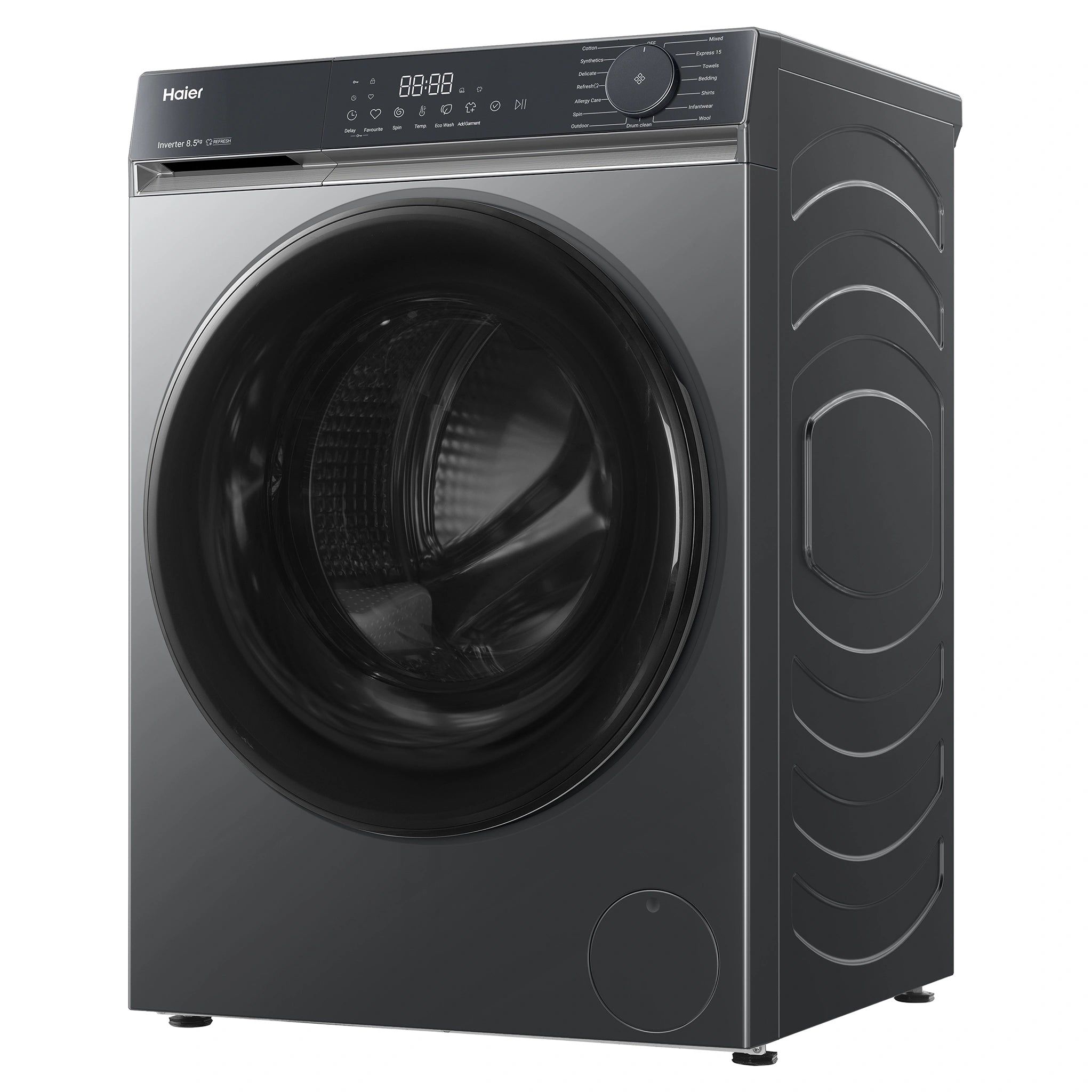 Haier 8.5kg 300 Series Black Front Load Washing Machine HWF85KB1, Right Side View