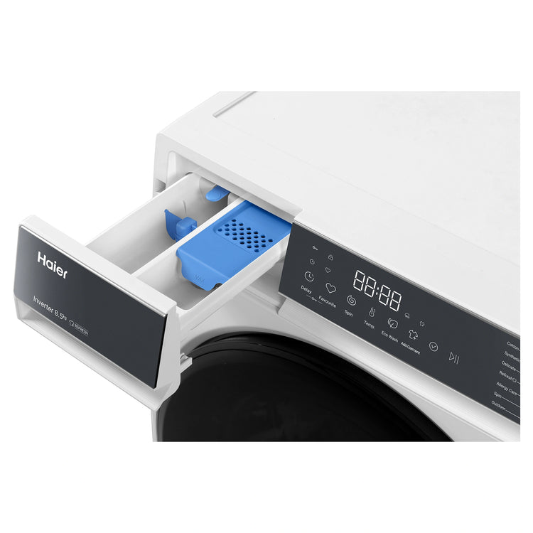 Haier 8.5kg 300 Series White Front Load Washing Machine HWF85KW1, Drawer View