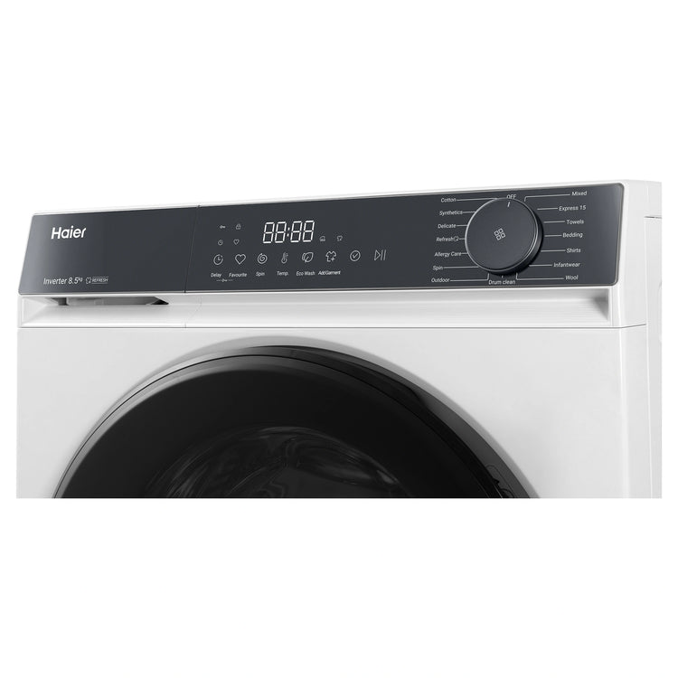 Haier 8.5kg 300 Series White Front Load Washing Machine HWF85KW1, Right Side Panel View