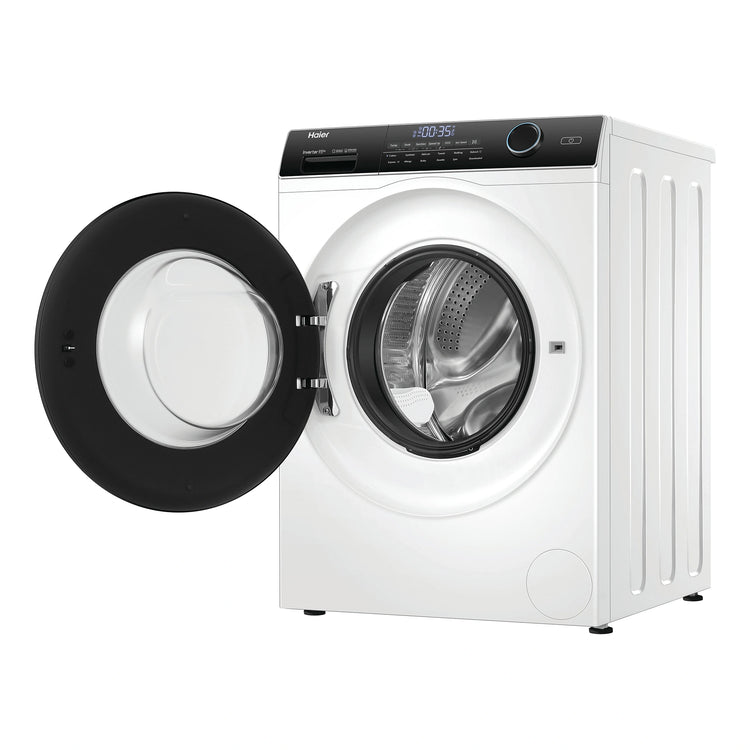Haier 9.5kg 500 Series Front Loader Washing Machine HWF95AN1. Right Side View with Door Open