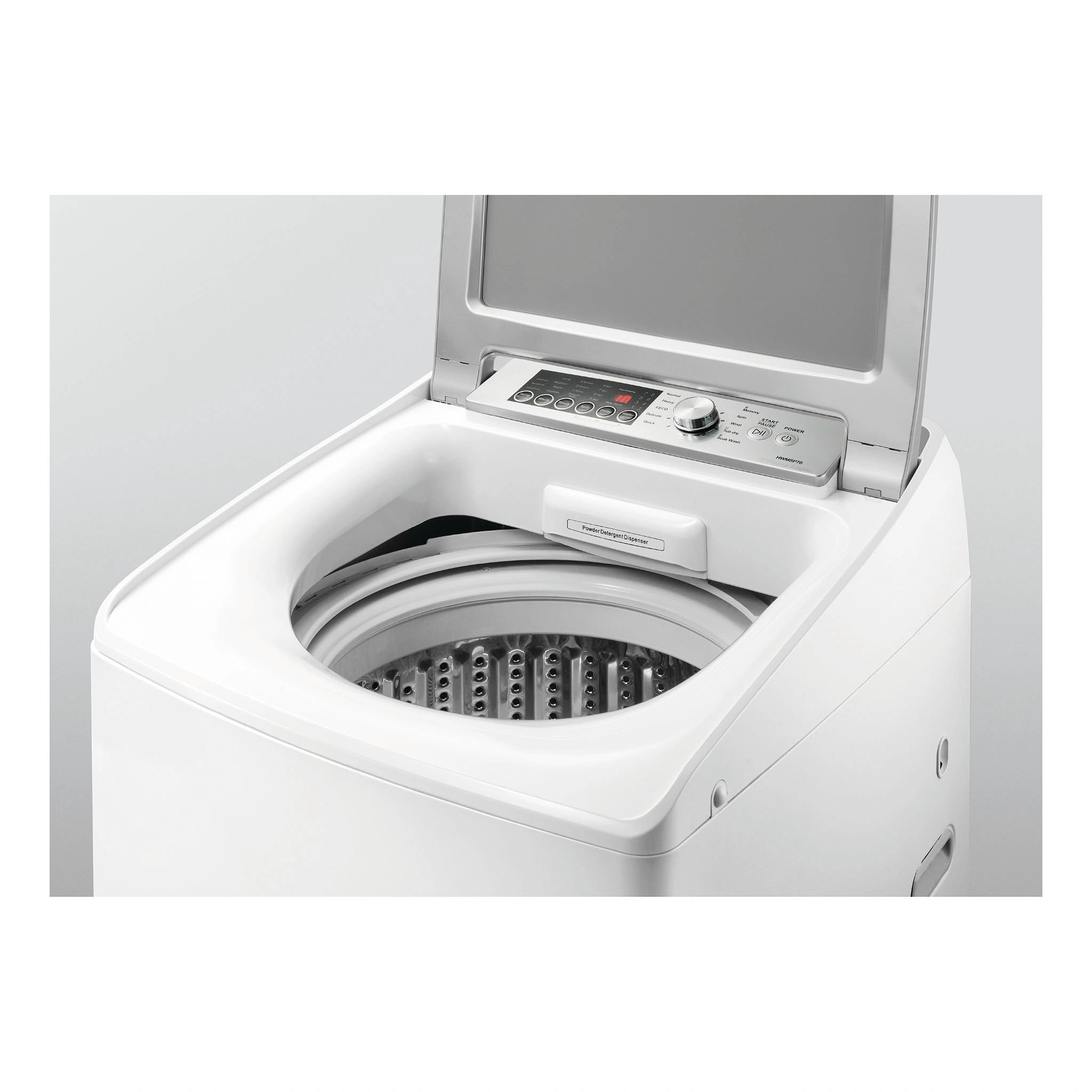 Haier 7 Kg TopLoad Fully Automatic Washing Machine HWMSP70, Top Right Side View With Door Open