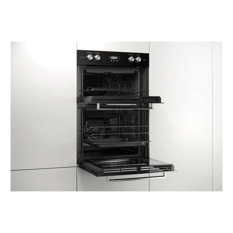 Haier 60cm Double Oven HWO60B7EX2, Left Side Double Door View With Door Open
