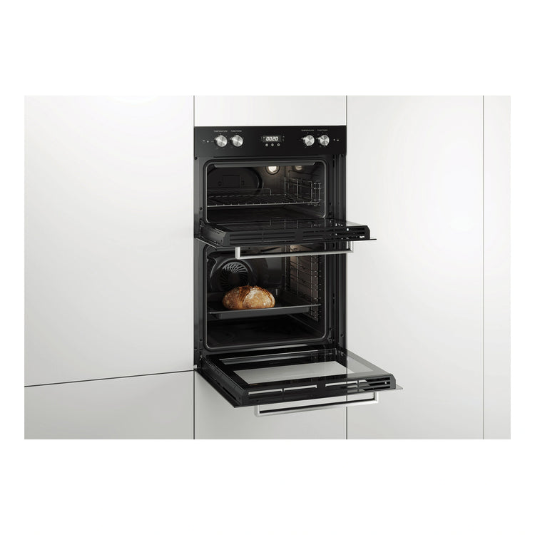 Haier 60cm Double Oven HWO60B7EX2, Left Side Double Door View With Door Open 2