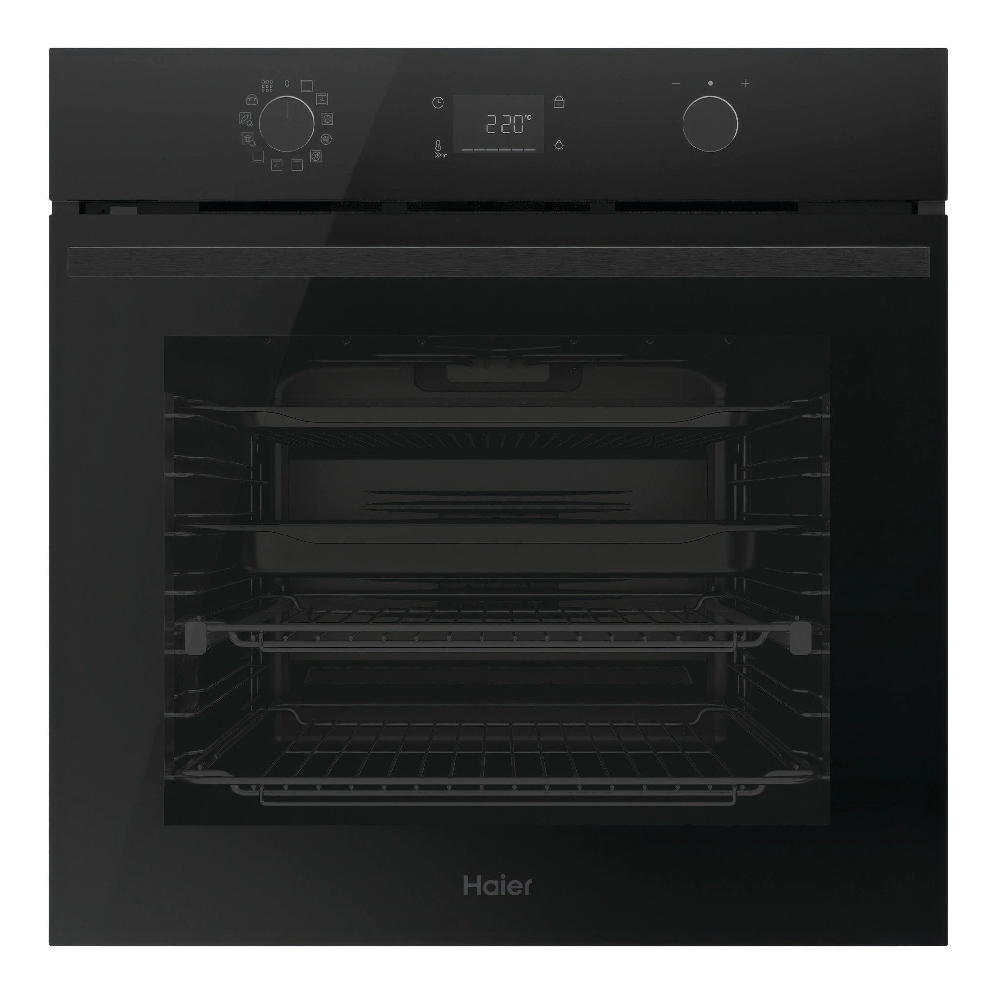 Haier 60cm Black 500 Series Pyrolytic Oven with Air Fry HWO60S12EPB5, Front View
