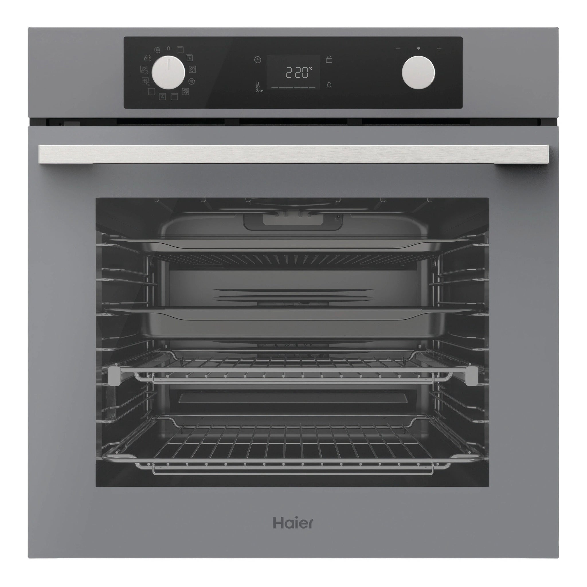 Haier 60cm Grey 500 Series Pyrolytic Oven with Air Fry HWO60S12EPG5, Front View