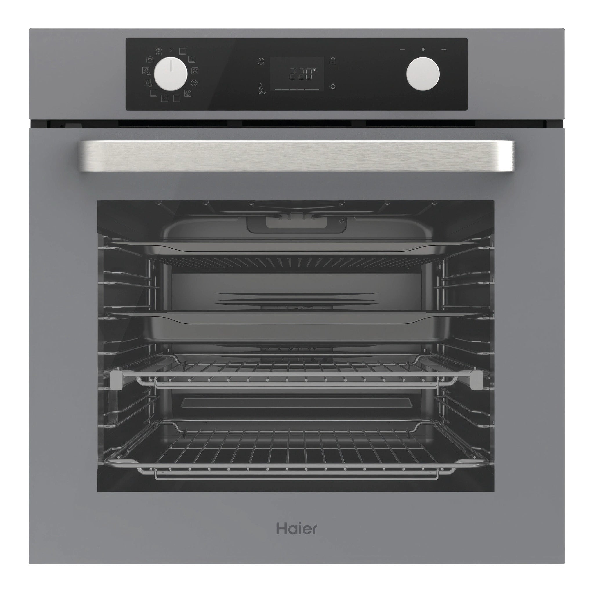 Haier 60cm Grey 500 Series Pyrolytic Oven with Air Fry HWO60S12EPG5, Front View