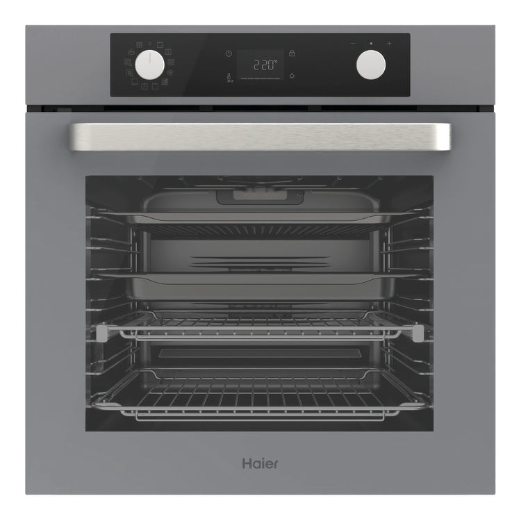 Haier 60cm Grey 500 Series Pyrolytic Oven with Air Fry HWO60S12EPG5, Front View