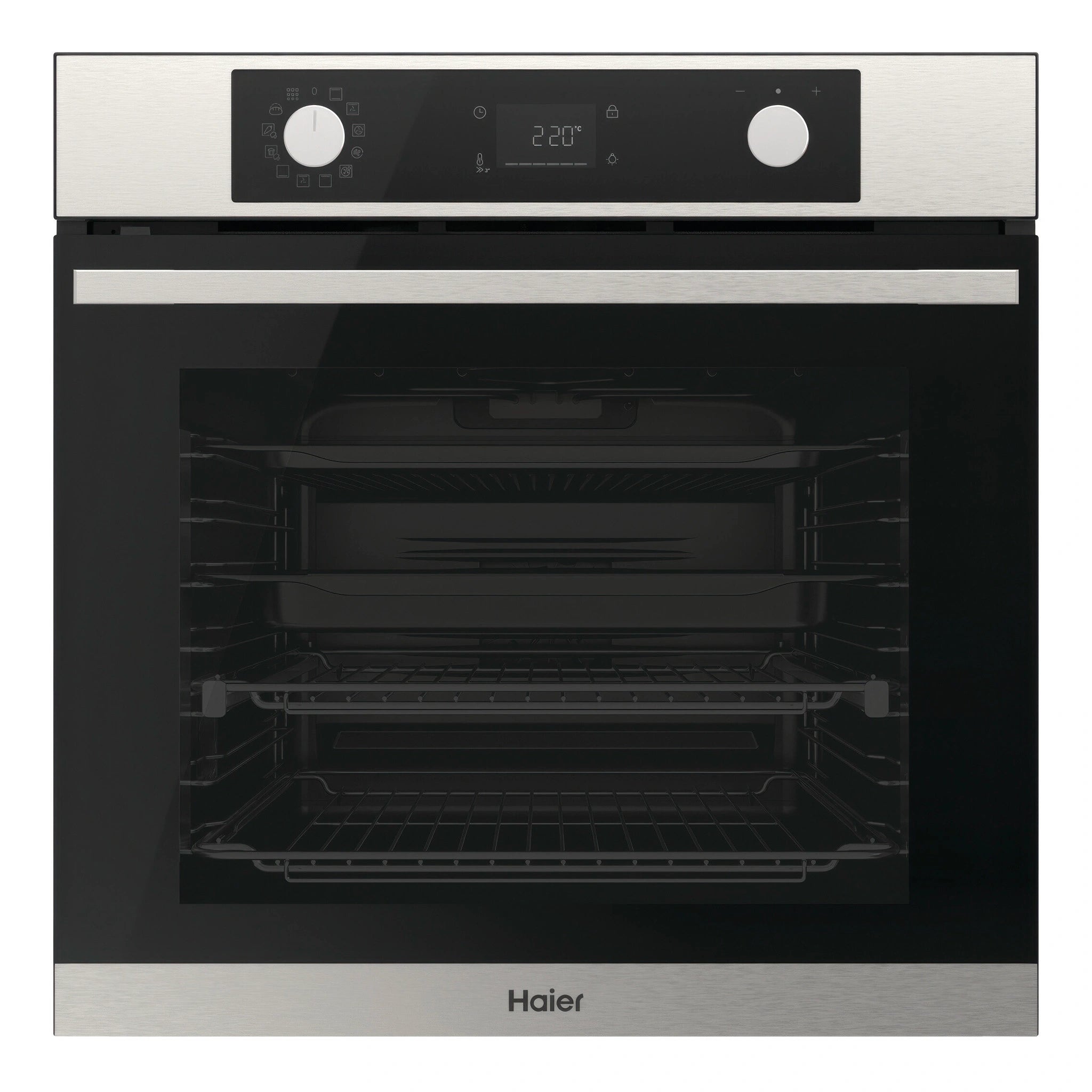 Haier 60cm Stainless Steel 500 Series Pyrolytic Oven with Air Fry HWO60S12EPX5, Front View