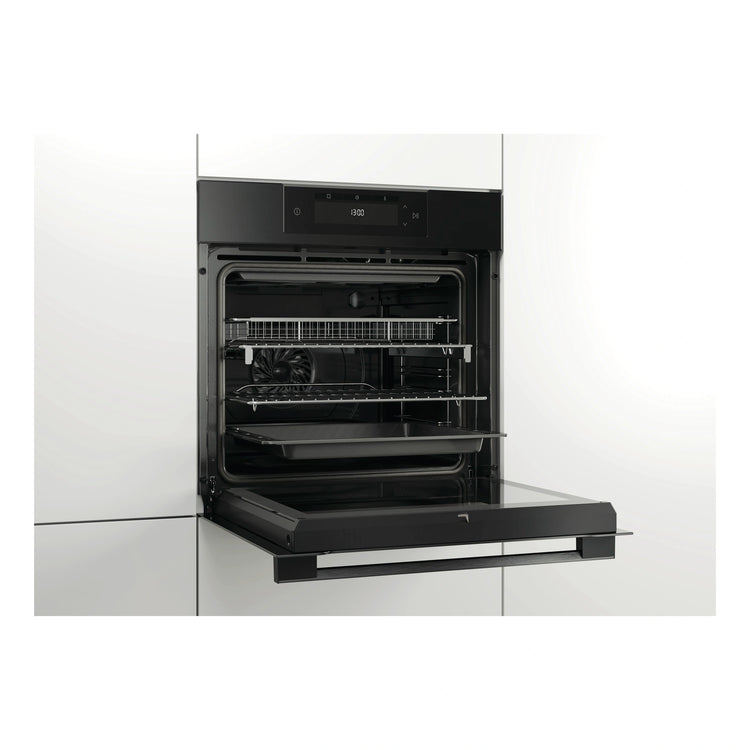 Haier 60cm, 14 Function, Self-cleaning with Air Fry Oven HWO60S14EPB4, Front Left Side View with Door Open