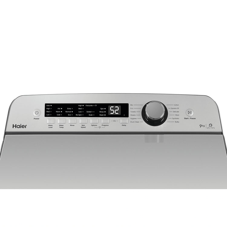 Haier 9kg Top Load Washing Machine HWT09AN1, Control Panel View
