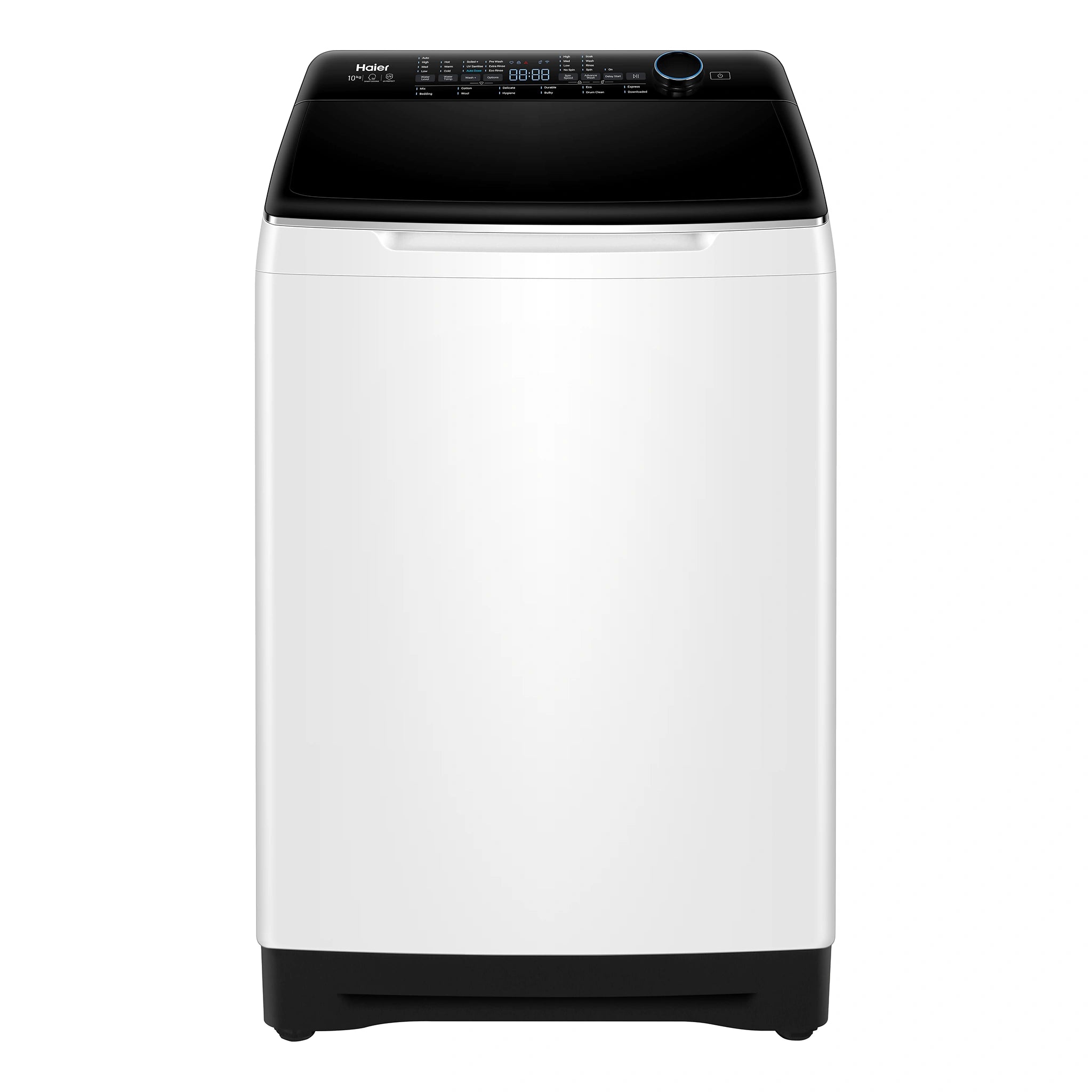 Haier 10kg 600 Series Top Loader Washing Machine UV Protect White HWT10AD1, Front View