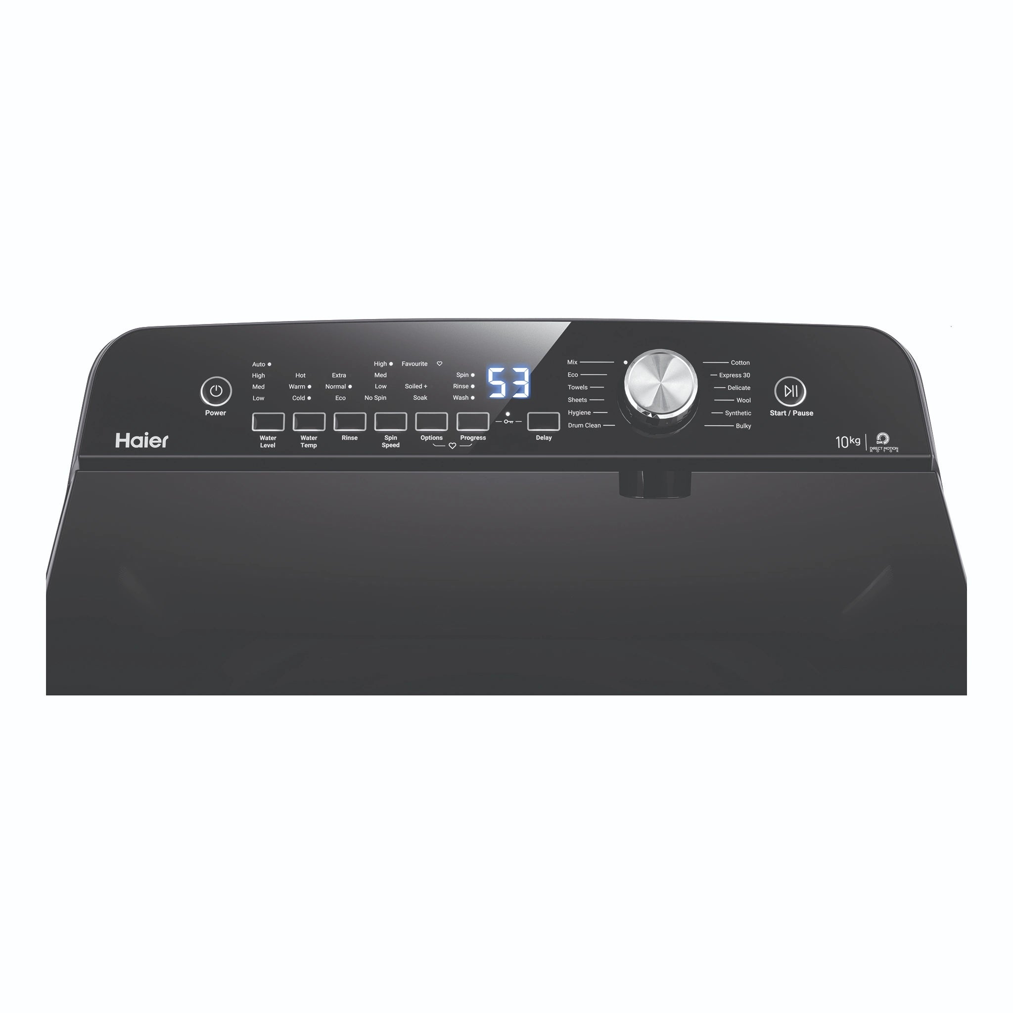 Haier 10kg 500 Series Top Loader Washing Machine HWT10ANB1, Control Panel View