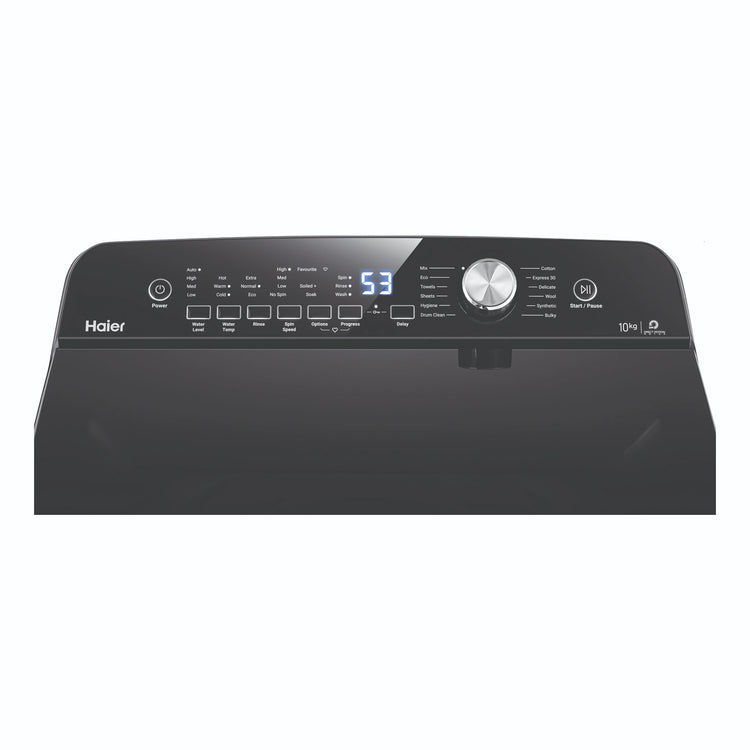 Haier 10kg 500 Series Top Loader Washing Machine HWT10ANB1, Control Panel View