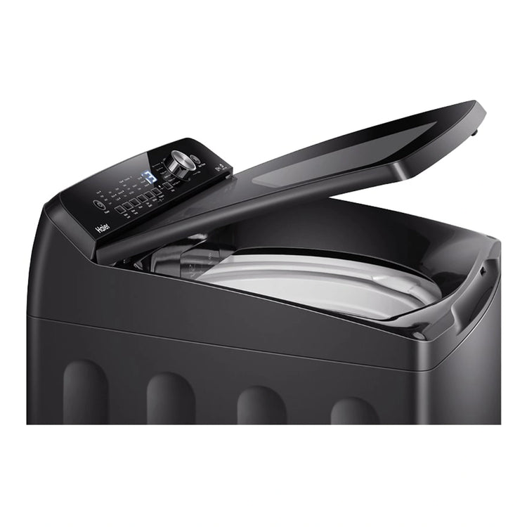 Haier 10kg 500 Series Top Loader Washing Machine HWT10ANB1, Top Left Side View With Door Open 2