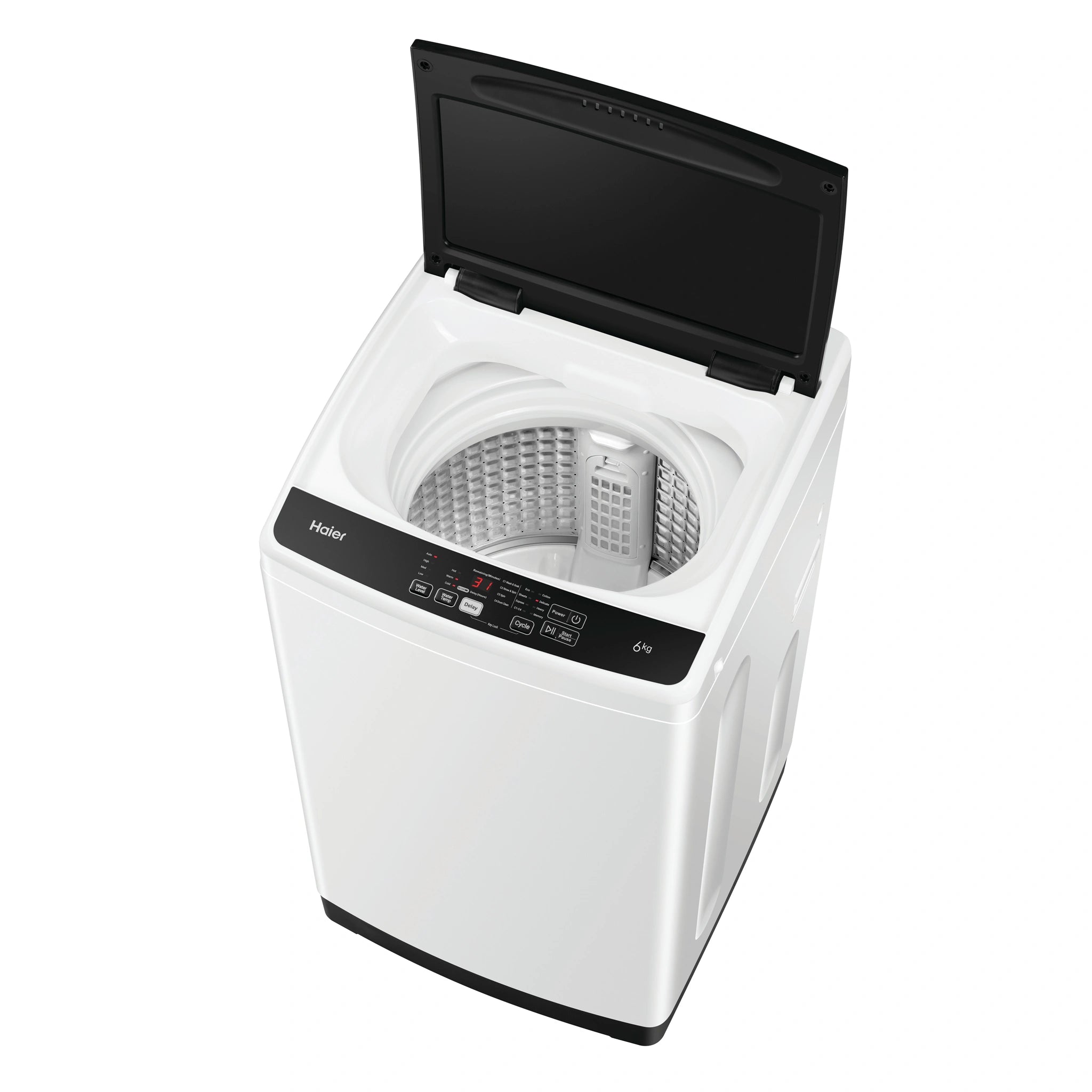 Haier 6kg Top Load Washing Machine HWT60AA1, Top View With Door Open