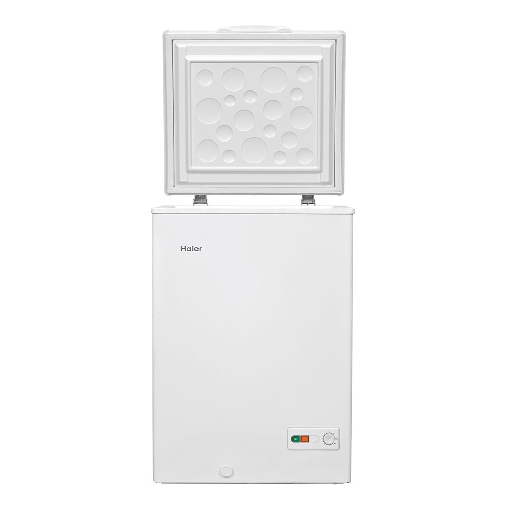 Haier 101L Chest Freezer White HCF101, Front view with top open