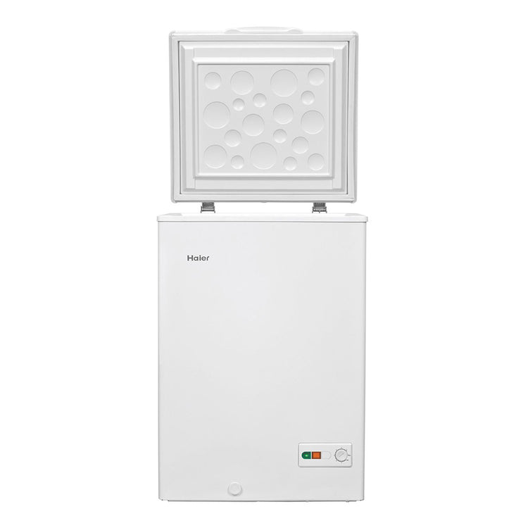 Haier 101L Chest Freezer White HCF101, Front view with top open