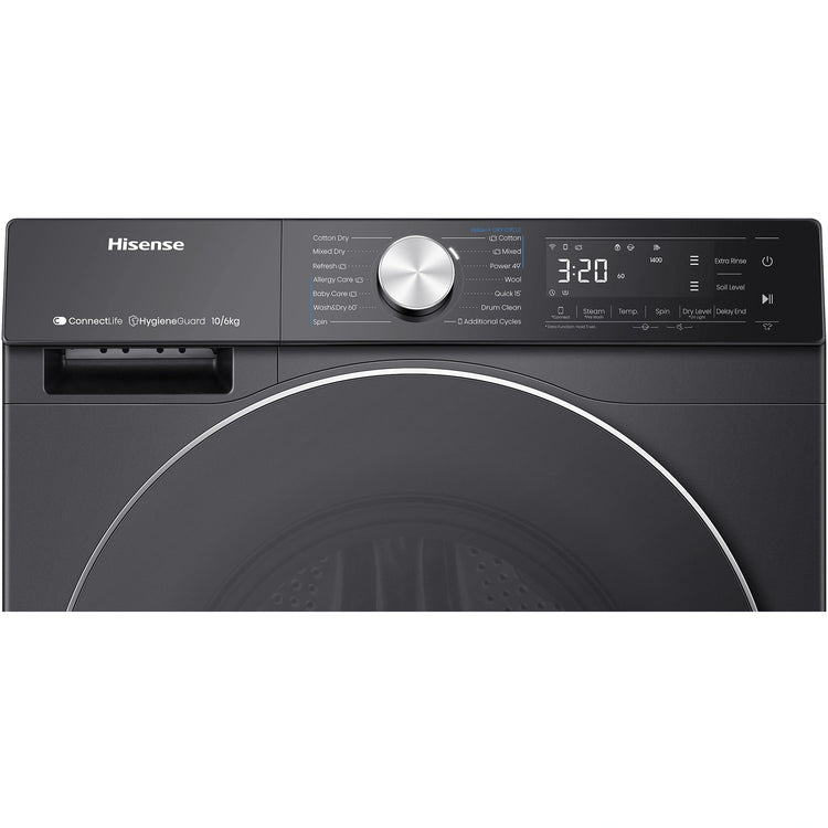 Hisense 10kg-6kg Series 7 Washer Dryer Combo HCF7S1014B, Control Panel View