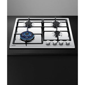 Haier 60cm Gas on Steel Cooktop HCG604WFCX3, Burner On