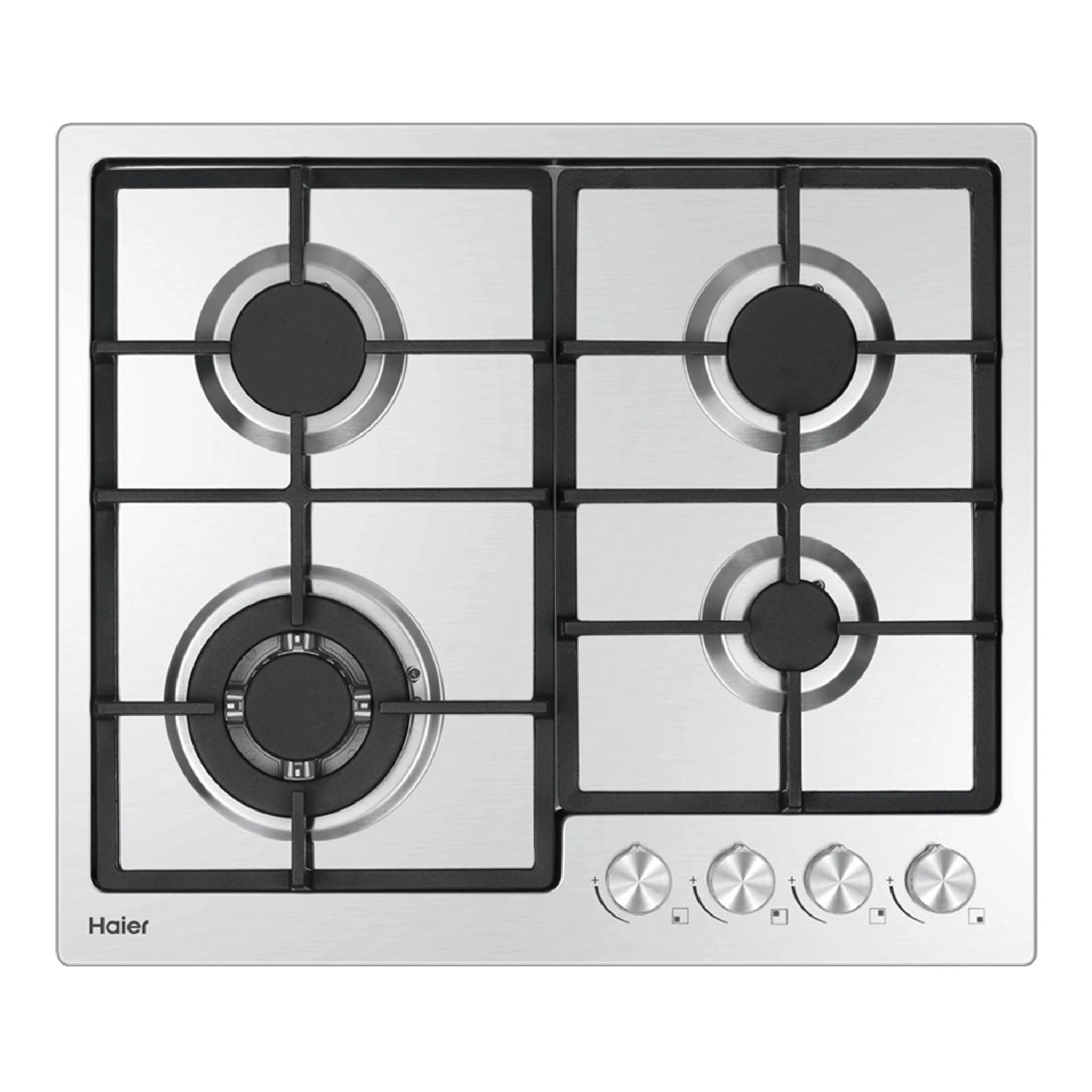 Haier 60cm Gas on Steel Cooktop HCG604WFCX3, Front View