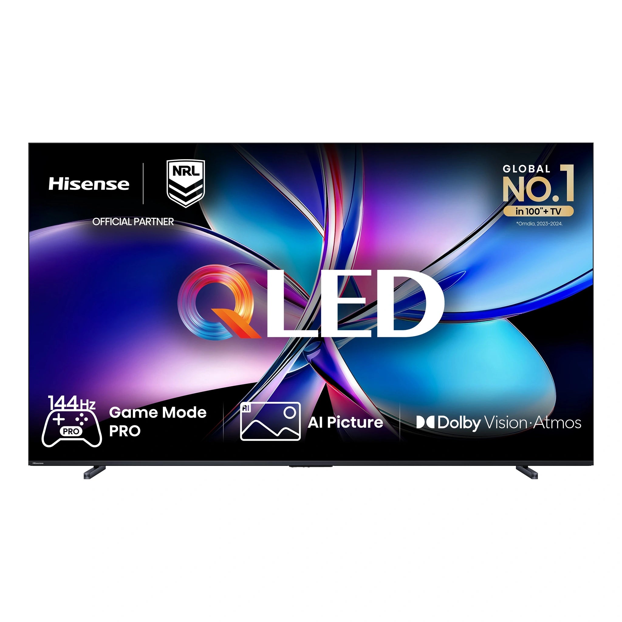 Hisense 100 Inch Q7QAU 4K QLED Smart TV 100Q7QAU, Front View