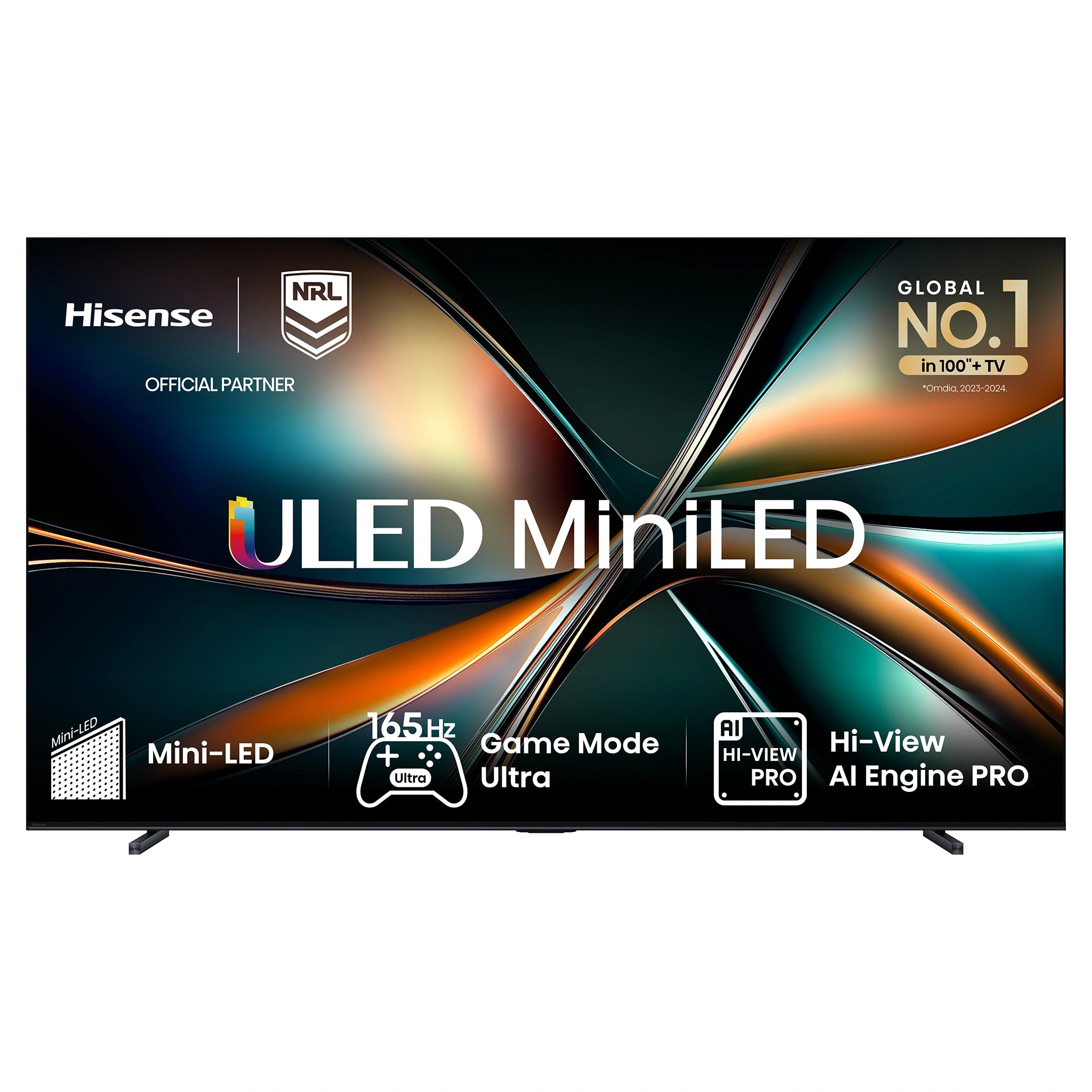Hisense 100 Inch U6QAU PRO ULED MiniLED 4K Smart TV 100U6QAUPRO, Front Feature View