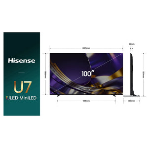 Hisense 100 Inch ULED U7SAU Hi-QLED Mini LED Pro Smart TV 100U7SAU, Dimensions View
