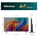 Hisense 32A4SAU 32 Inch Black A4S HD Smart QLED Television