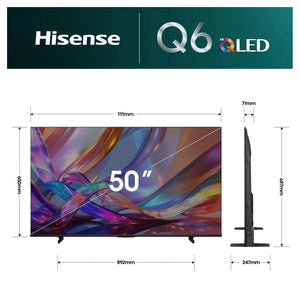 Hisense 50-Inch Q6SAU Hi-QLED 4K Smart Television 50Q6SAU, Dimensions View