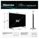 Hisense 55U6QAUPRO 55 Inch U6QAU PRO Mini-LED 4K QLED 144Hz Smart TV
