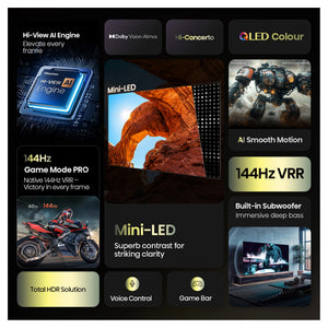 Hisense 55-Inch U6QAU PRO Mini-LED 4K QLED 144Hz Smart TV 55U6QAUPRO, Features