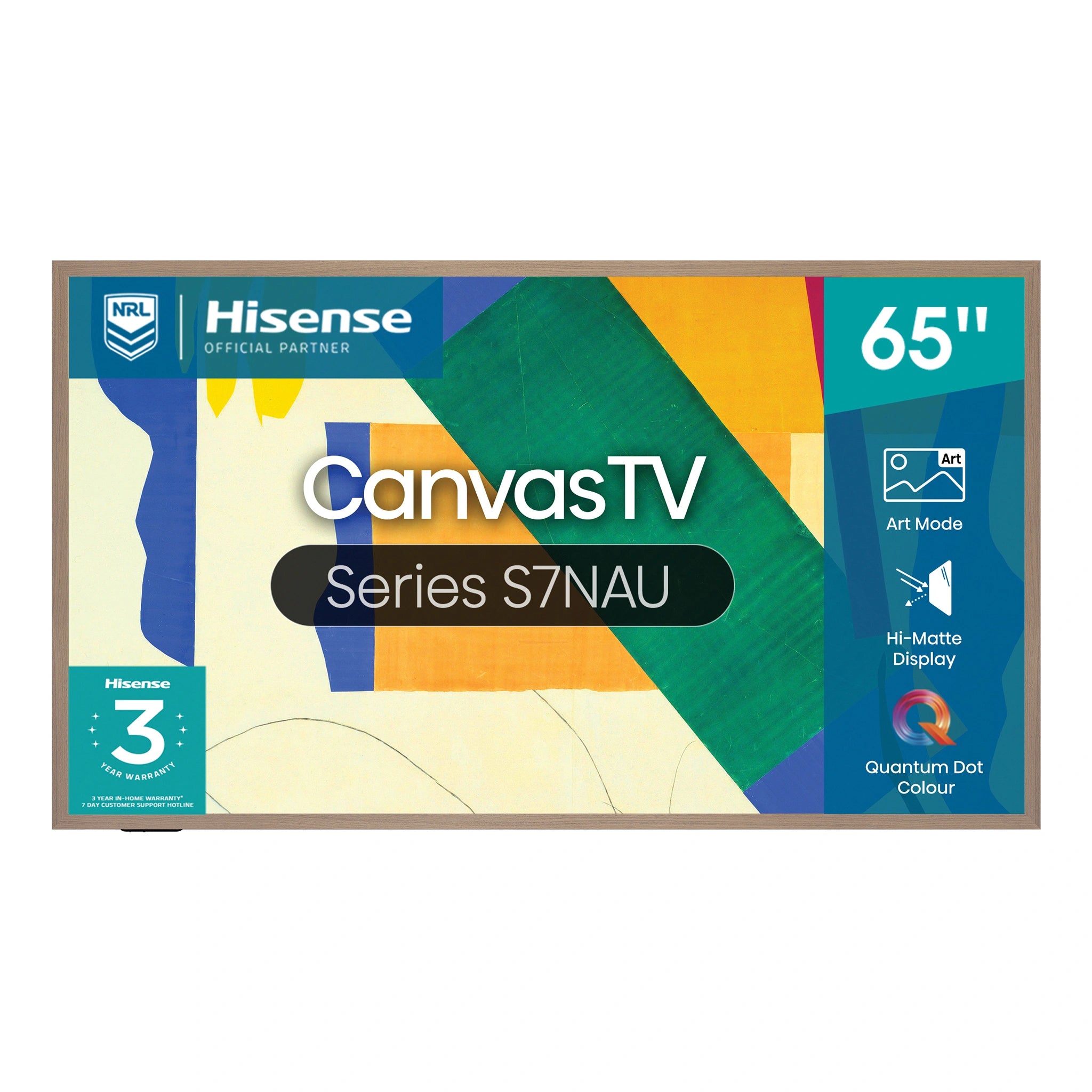 Hisense 65 Inch Canvas S7NAU 4K QLED Smart TV 65S7NAU, Front View