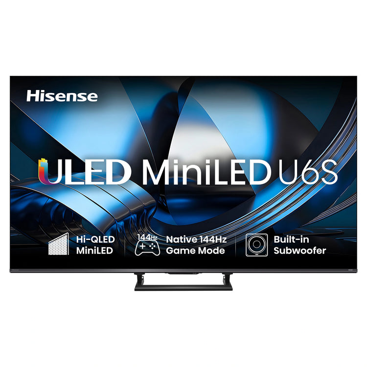 Hisense 65 Inch U6S ULED Mini-LED 144Hz 4K TV 65U6SAU, Front View