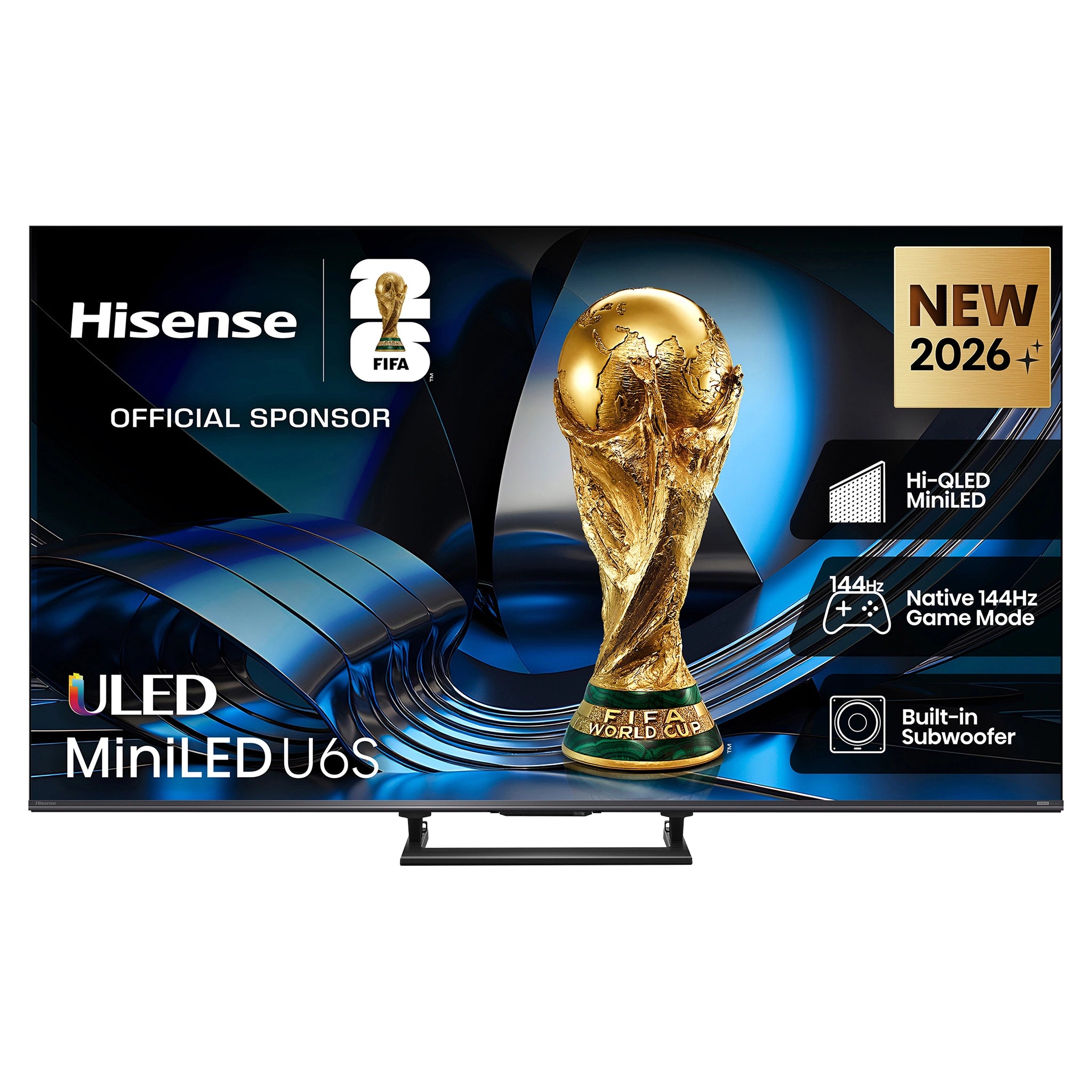 Hisense 65 Inch U6S ULED Mini-LED 144Hz 4K TV 65U6SAU, Front View