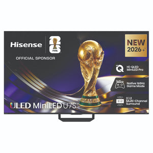 Hisense 75Inch U7S ULED Mini-LED 165Hz 4K Smart TV 75U7SAU, Front Feature View
