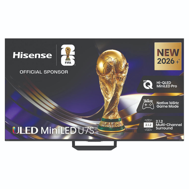 Hisense 75Inch U7S ULED Mini-LED 165Hz 4K Smart TV 75U7SAU, Front Feature View