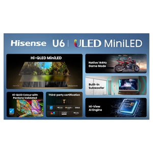 Hisense 85 Inch ULED MiniLED 144Hz 4k TV 85U6SAU, Top Gallery Feature