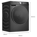 Hisense 10kg/6kg Series 7 Charcoal Black Washer Dryer Combo HCF7S1014BX, Dimensions View