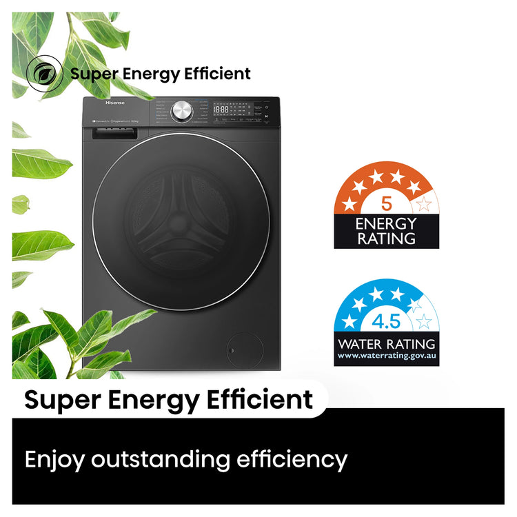 Hisense 10kg/6kg Series 7 Charcoal Black Washer Dryer Combo HCF7S1014BX, Energy Efficient Feature View