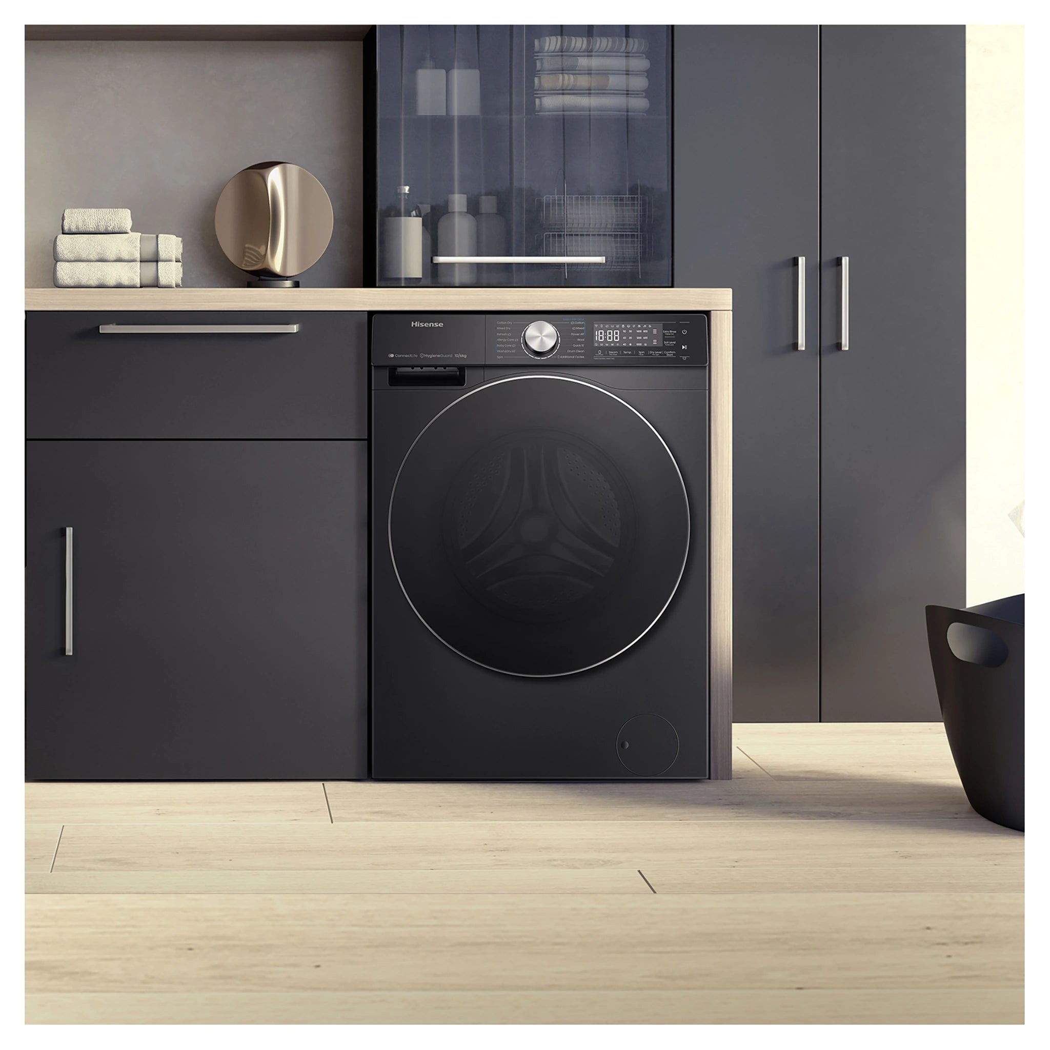 Hisense 10kg/6kg Series 7 Charcoal Black Washer Dryer Combo HCF7S1014BX, Lifestyle View