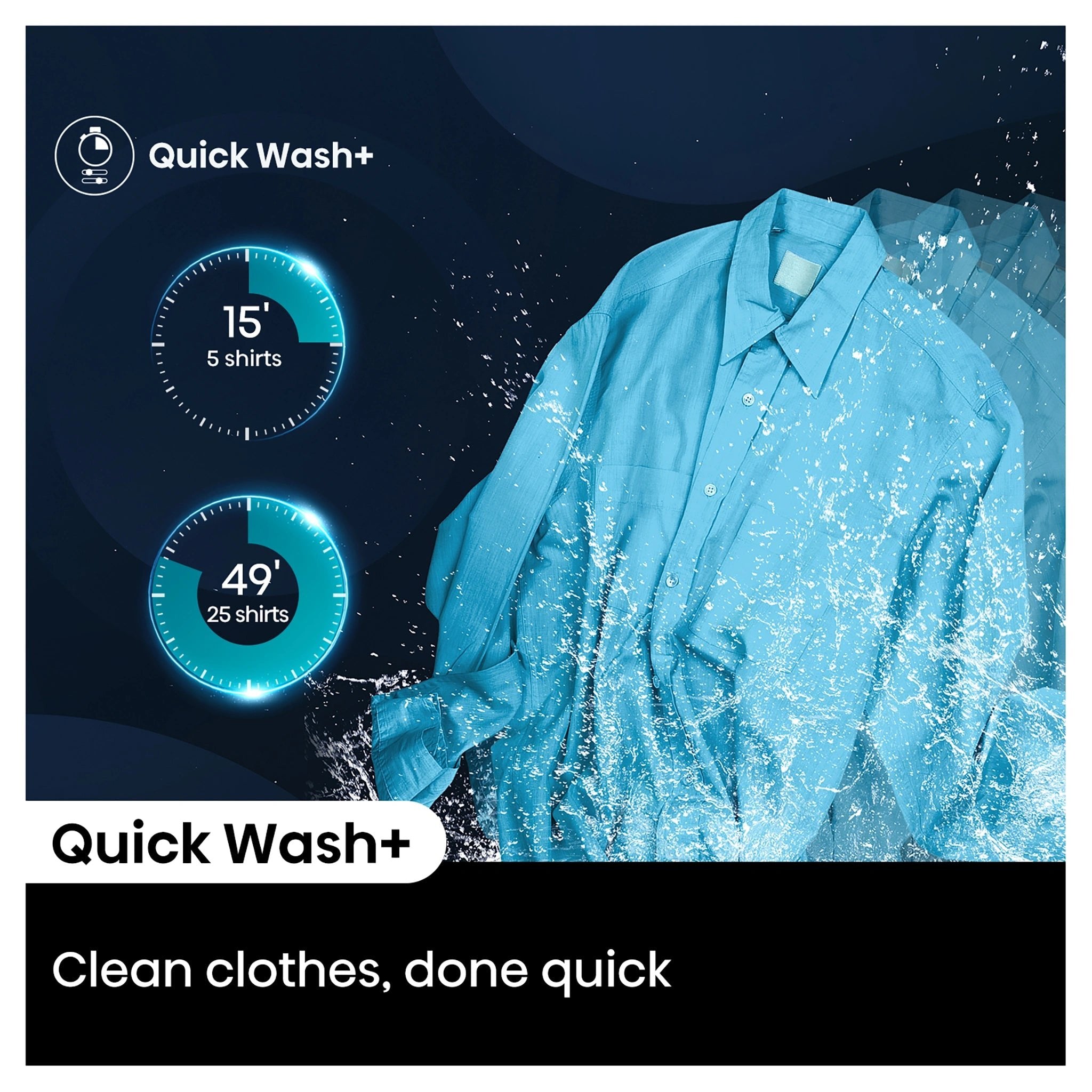 Hisense 10kg/6kg Series 7 Charcoal Black Washer Dryer Combo HCF7S1014BX, Quick Wash Feature View