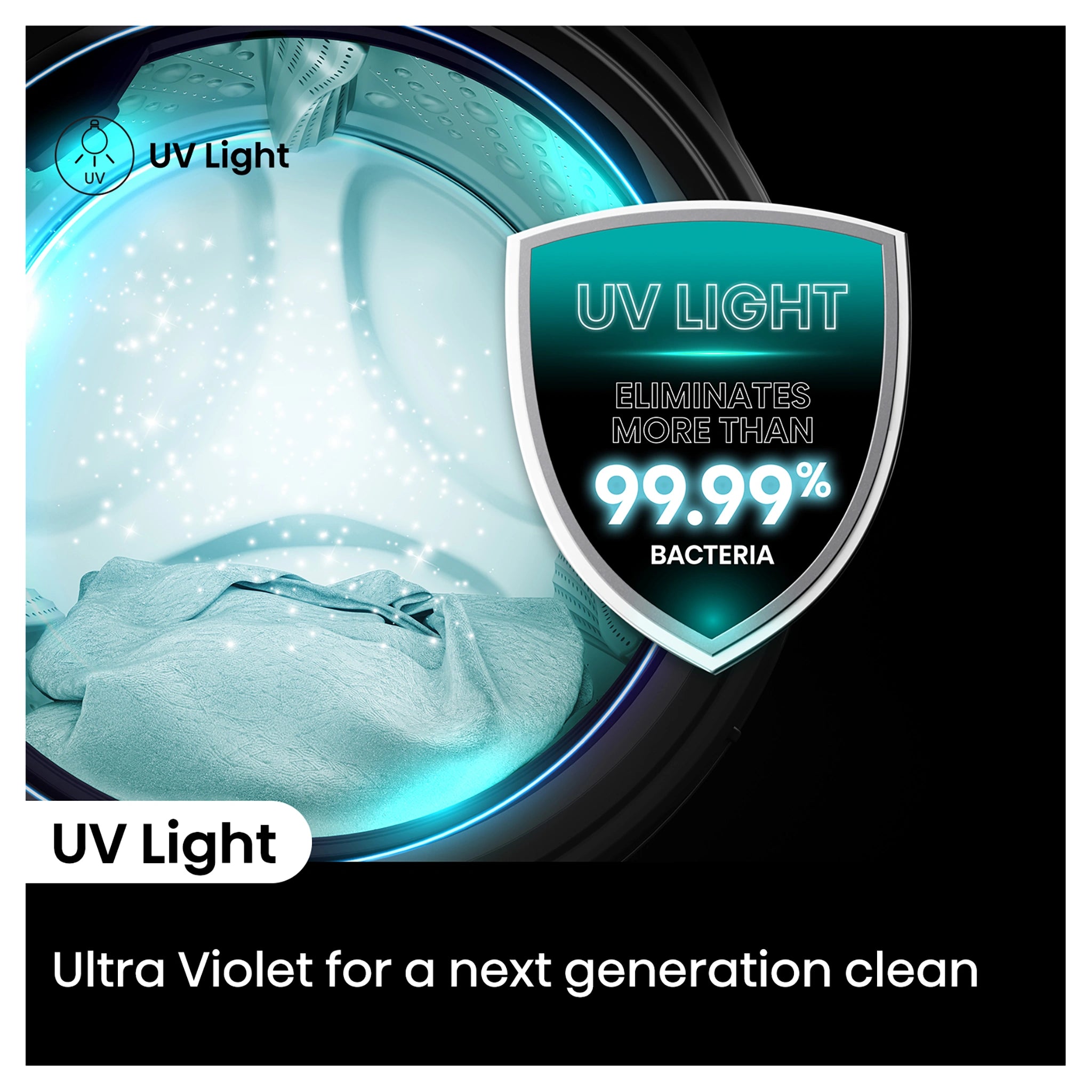 Hisense 10kg/6kg Series 7 Charcoal Black Washer Dryer Combo HCF7S1014BX, UV Light Feature View