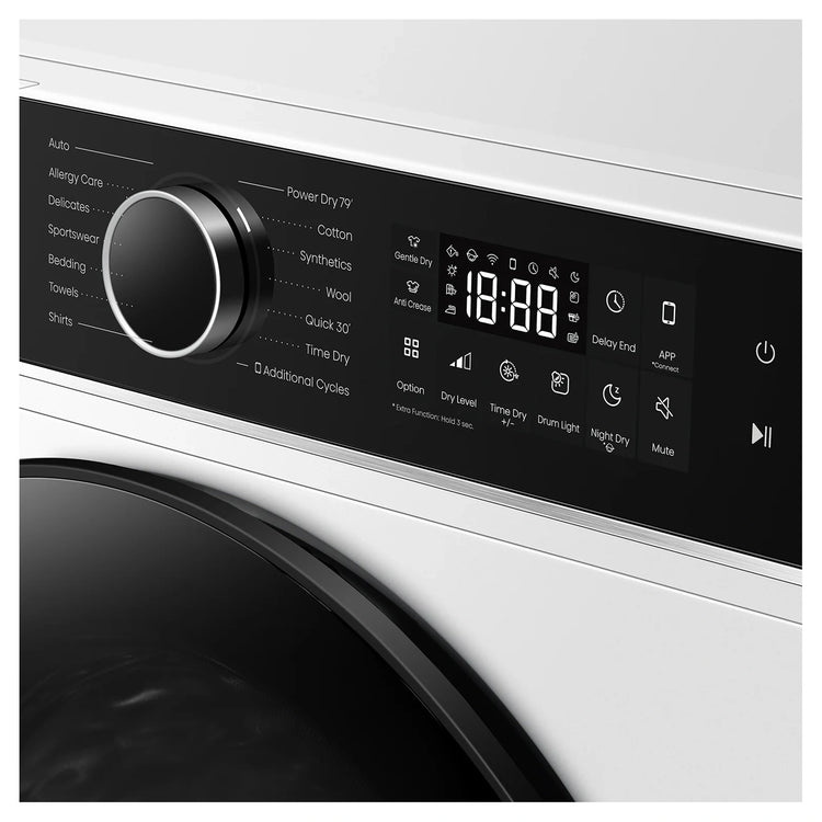 Hisense 9kg Series 5I White Heat Pump Dryer HDF5I90H, Control Panel View