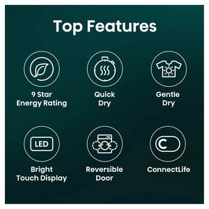 Hisense 9kg Series 5I White Heat Pump Dryer HDF5I90H, Features
