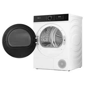 Hisense 9kg Series 5I White Heat Pump Dryer HDF5I90H, Left Side View with Door Open