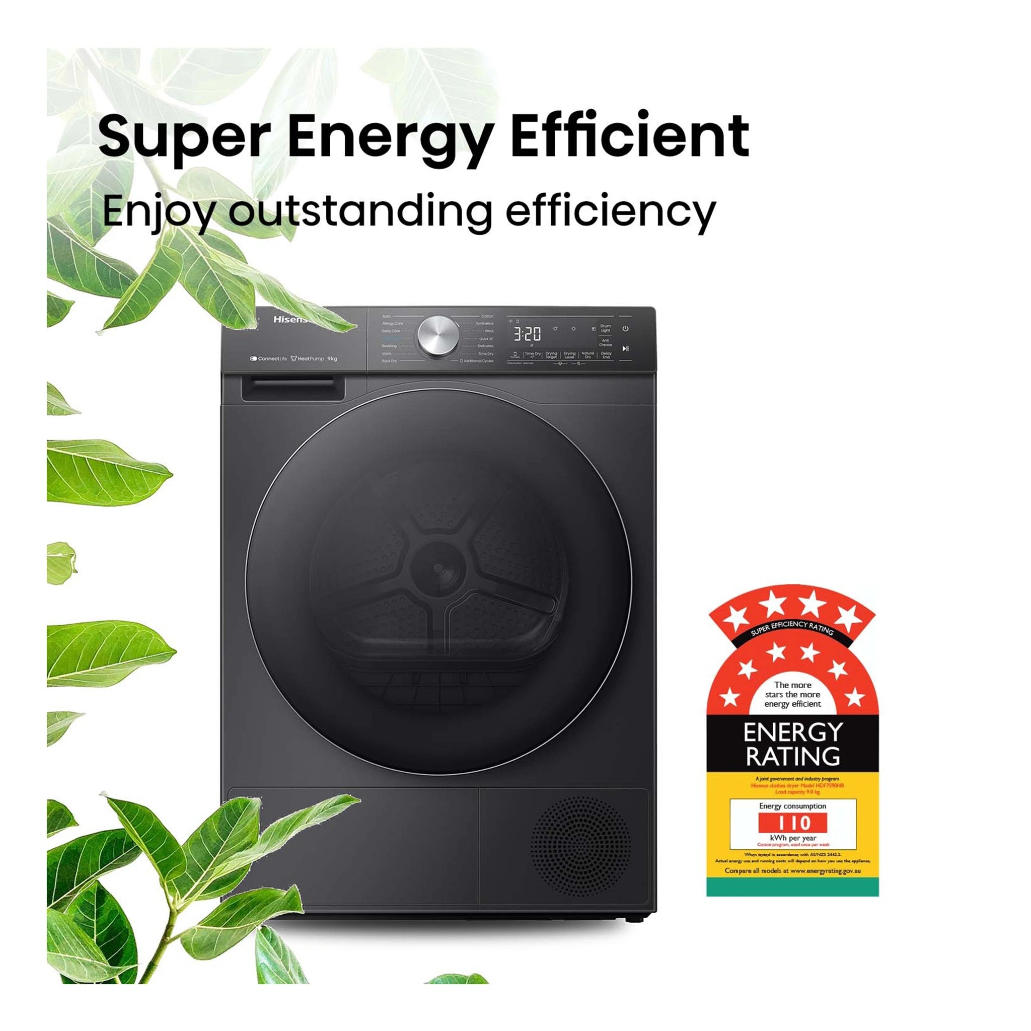 Hisense 9kg Series 7 Heat Pump Dryer HDF7S90HB, Feature 4