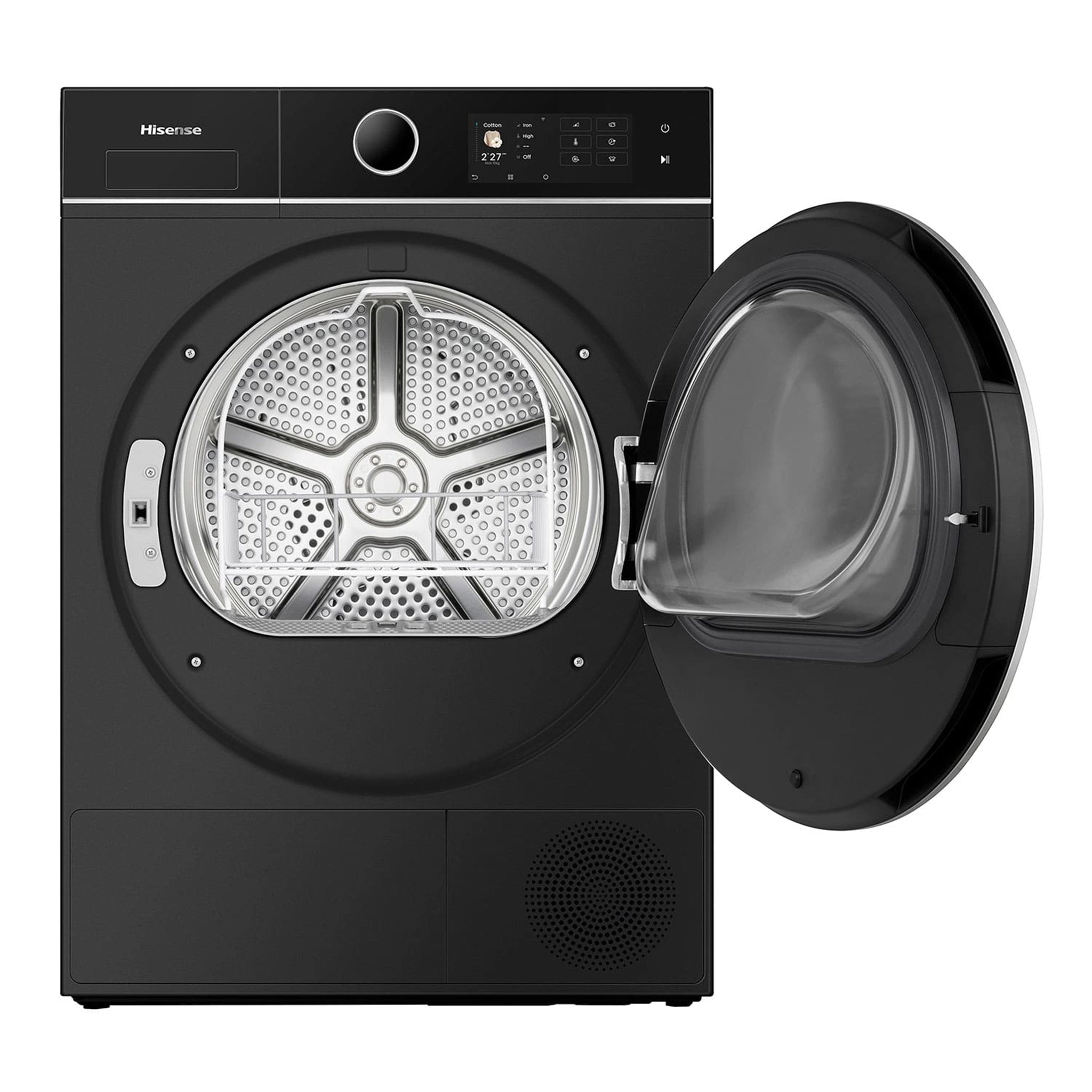 Hisense Series 8i 10kg Heat Pump Dryer HDF8I10HB, Front Left Side View With Door Open