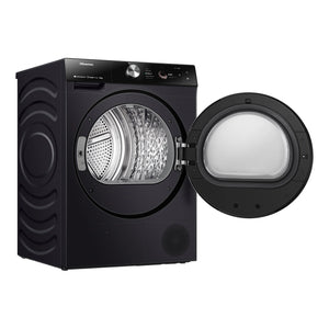 Hisense 10kg Series 9 Heat Pump Dryer HDFS10HPB, Left Side View With Door Open